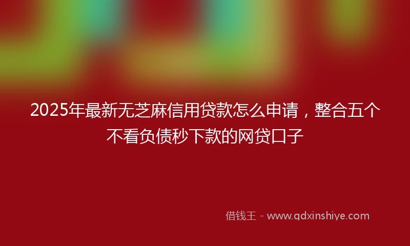 2025年最新无芝麻信用贷款怎么申请，整合五个不看负债秒下款的网贷口子