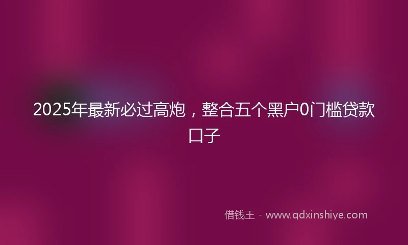 2025年最新必过高炮，整合五个黑户0门槛贷款口子