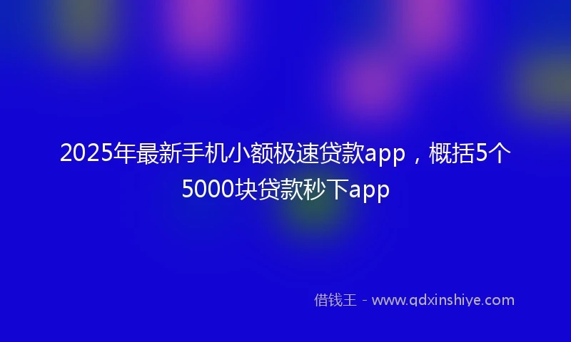 2025年最新手机小额极速贷款app，概括5个5000块贷款秒下app