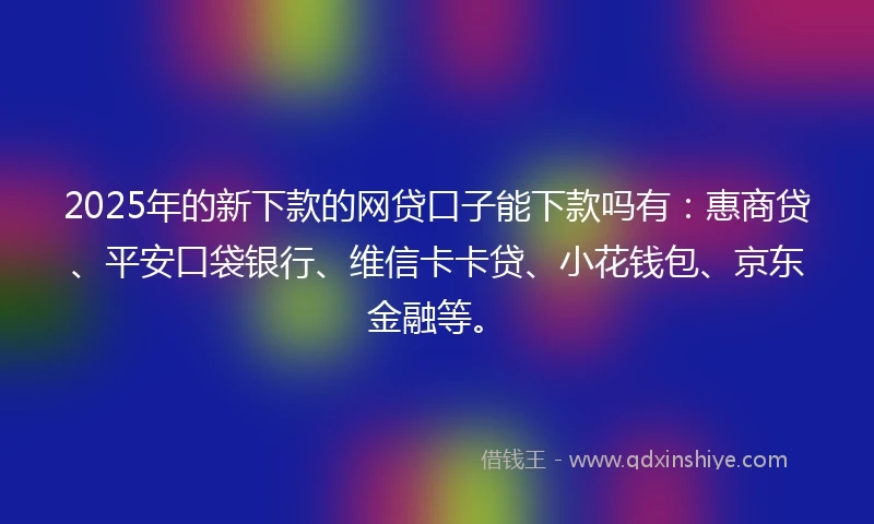 2025年的新下款的网贷口子能下款吗有：惠商贷、平安口袋银行、维信卡卡贷、小花钱包、京东金融等。