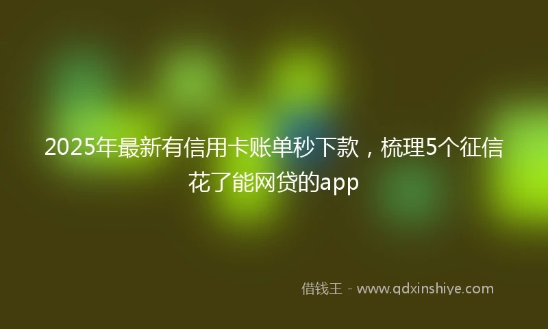 2025年最新有信用卡账单秒下款，梳理5个征信花了能网贷的app