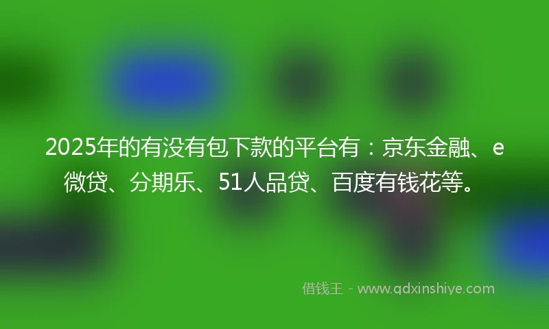 2025年的有没有包下款的平台有：京东金融、e微贷、分期乐、51人品贷、百度有钱花等。
