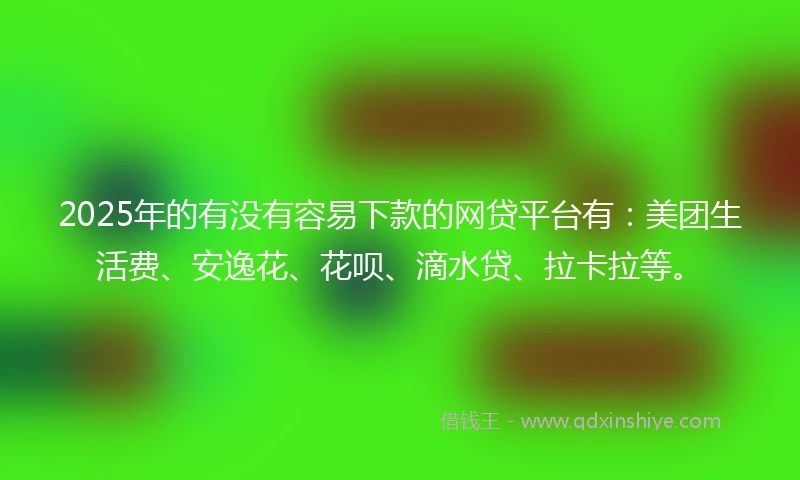 2025年的有没有容易下款的网贷平台有:美团生活费、安逸花、花呗、滴水贷、拉卡拉等。
