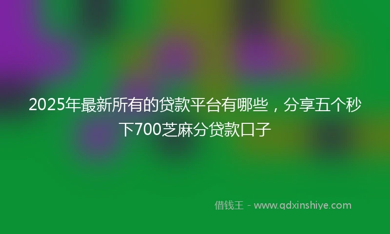 2025年最新所有的贷款平台有哪些，分享五个秒下700芝麻分贷款口子