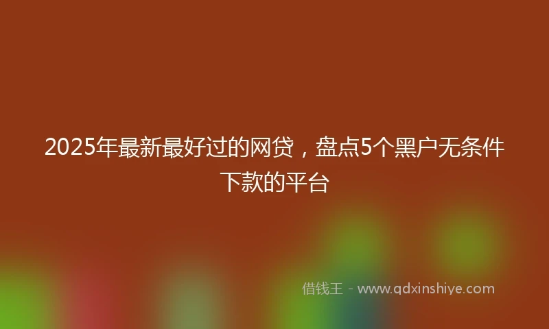2025年最新最好过的网贷，盘点5个黑户无条件下款的平台