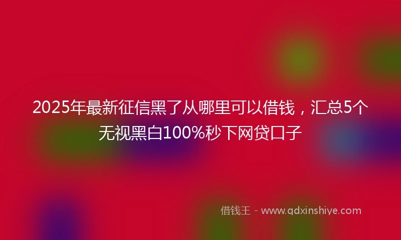 2025年最新征信黑了从哪里可以借钱，汇总5个无视黑白100%秒下网贷口子
