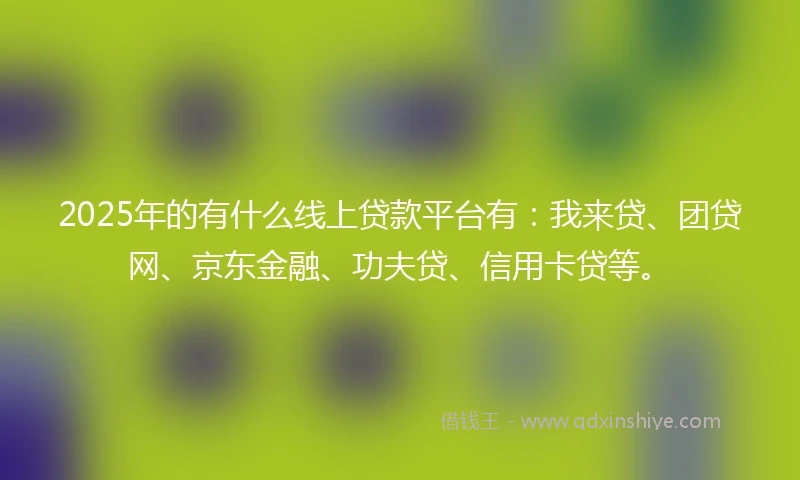 2025年的有什么线上贷款平台有:我来贷、团贷网、京东金融、功夫贷、信用卡贷等。