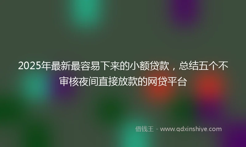2025年最新最容易下来的小额贷款，总结五个不审核夜间直接放款的网贷平台