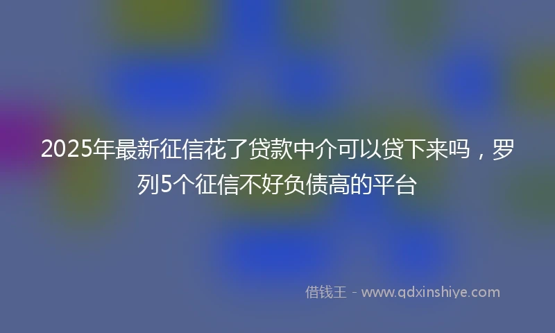2025年最新征信花了贷款中介可以贷下来吗，罗列5个征信不好负债高的平台
