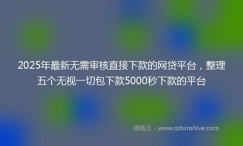2025年最新无需审核直接下款的网贷平台，整理五个无视一切包下款5000秒下款的平台