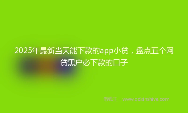 2025年最新当天能下款的app小贷,盘点五个网贷黑户必下款的口子