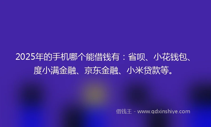 2025年的手机哪个能借钱有：省呗、小花钱包、度小满金融、京东金融、小米贷款等。