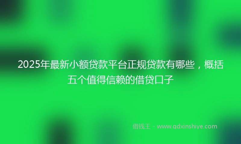 2025年最新小额贷款平台正规贷款有哪些，概括五个值得信赖的借贷口子