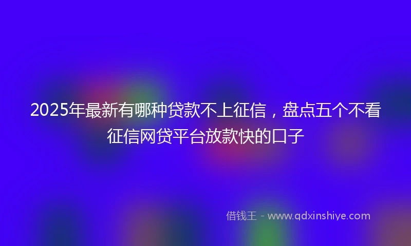 2025年最新有哪种贷款不上征信，盘点五个不看征信网贷平台放款快的口子