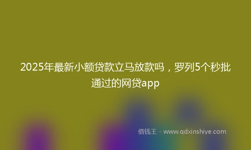 2025年最新小额贷款立马放款吗，罗列5个秒批通过的网贷app