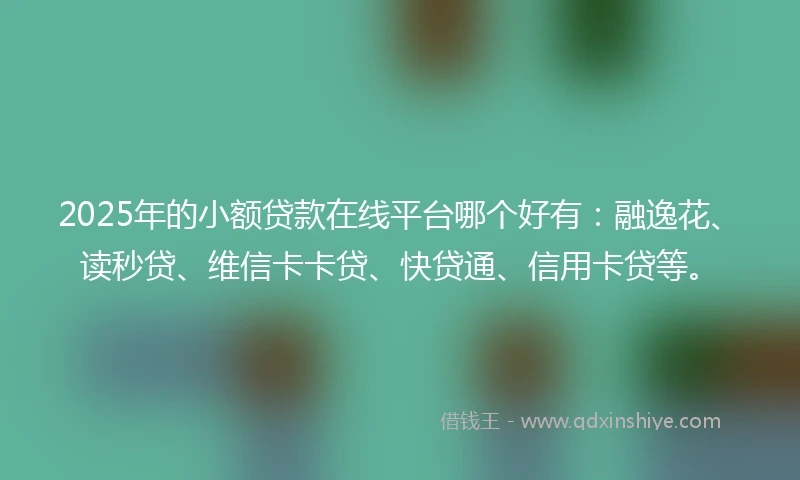 2025年的小额贷款在线平台哪个好有：融逸花、读秒贷、维信卡卡贷、快贷通、信用卡贷等。