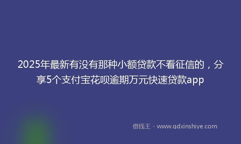 2025年最新有没有那种小额贷款不看征信的，分享5个支付宝花呗逾期万元快速贷款app