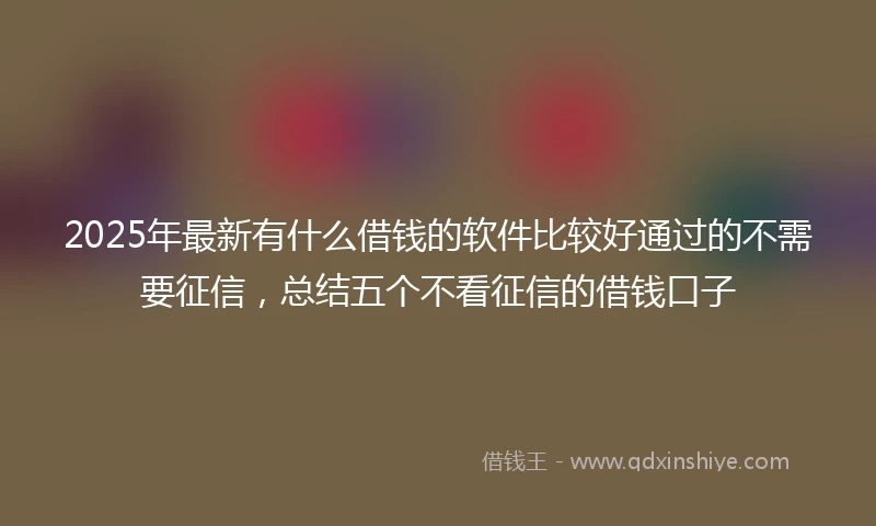 2025年最新有什么借钱的软件比较好通过的不需要征信，总结五个不看征信的借钱口子