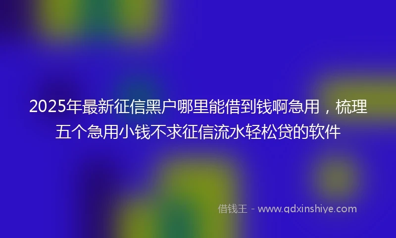 2025年最新征信黑户哪里能借到钱啊急用，梳理五个急用小钱不求征信流水轻松贷的软件