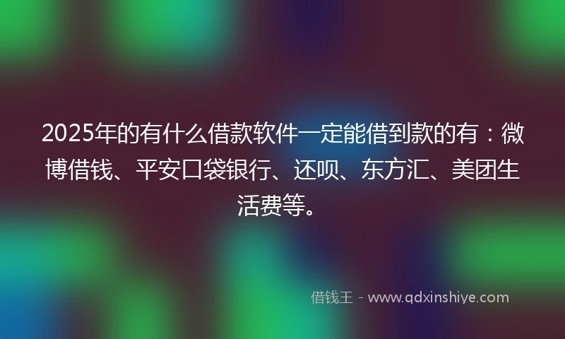 2025年的有什么借款软件一定能借到款的有：微博借钱、平安口袋银行、还呗、东方汇、美团生活费等。