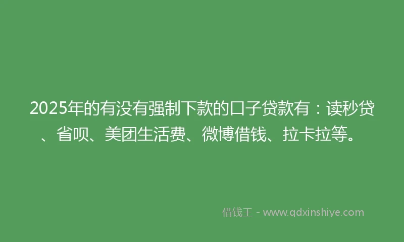 2025年的有没有强制下款的口子贷款有：读秒贷、省呗、美团生活费、微博借钱、拉卡拉等。