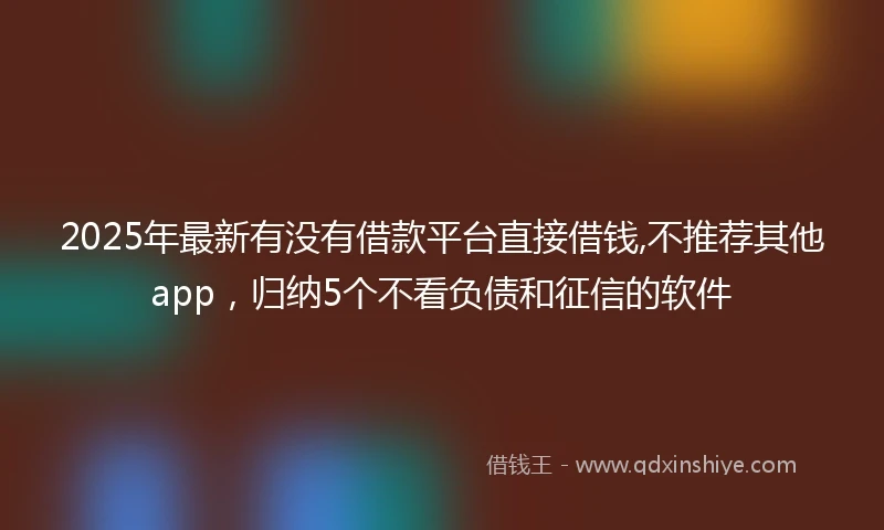 2025年最新有没有借款平台直接借钱,不推荐其他app，归纳5个不看负债和征信的软件