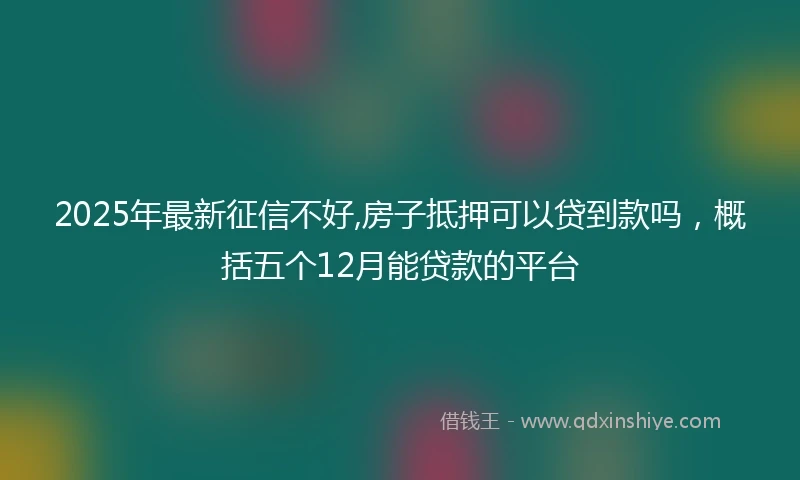 2025年最新征信不好,房子抵押可以贷到款吗，概括五个12月能贷款的平台