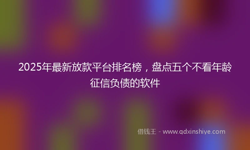 2025年最新放款平台排名榜，盘点五个不看年龄征信负债的软件
