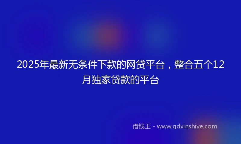 2025年最新无条件下款的网贷平台，整合五个12月独家贷款的平台