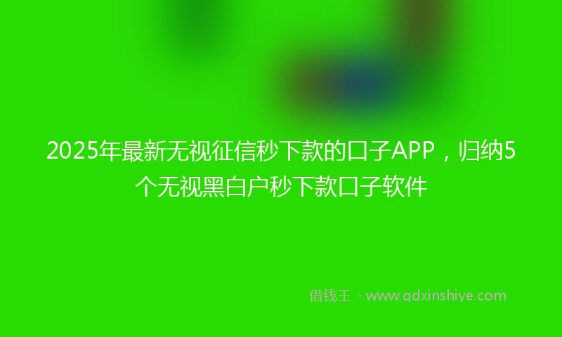 2025年最新无视征信秒下款的口子APP，归纳5个无视黑白户秒下款口子软件