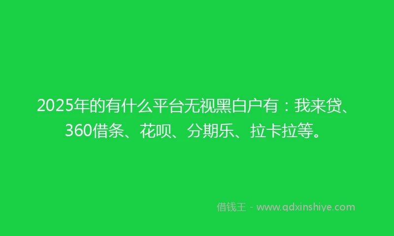 2025年的有什么平台无视黑白户有：我来贷、360借条、花呗、分期乐、拉卡拉等。