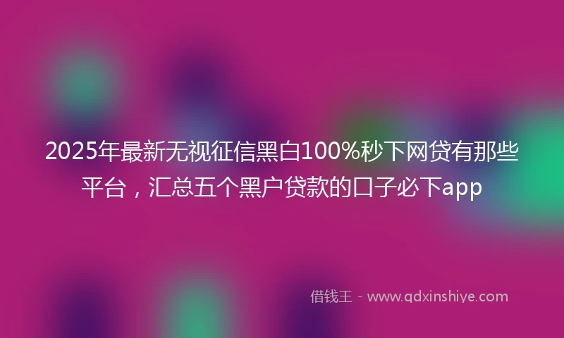 2025年最新无视征信黑白100%秒下网贷有那些平台，汇总五个黑户贷款的口子必下app