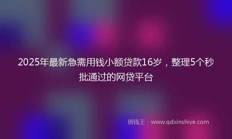 2025年最新急需用钱小额贷款16岁，整理5个秒批通过的网贷平台