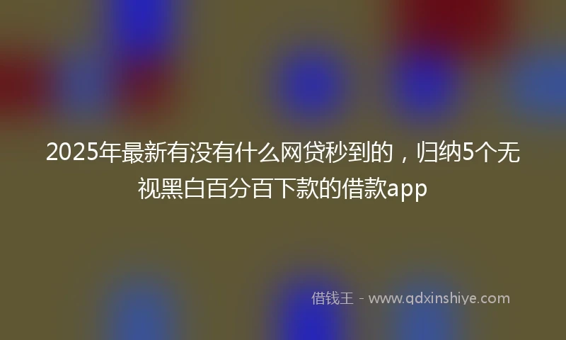 2025年最新有没有什么网贷秒到的，归纳5个无视黑白百分百下款的借款app