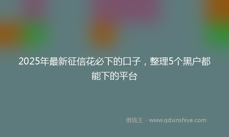 2025年最新征信花必下的口子，整理5个黑户都能下的平台