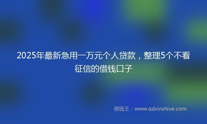 2025年最新急用一万元个人贷款，整理5个不看征信的借钱口子