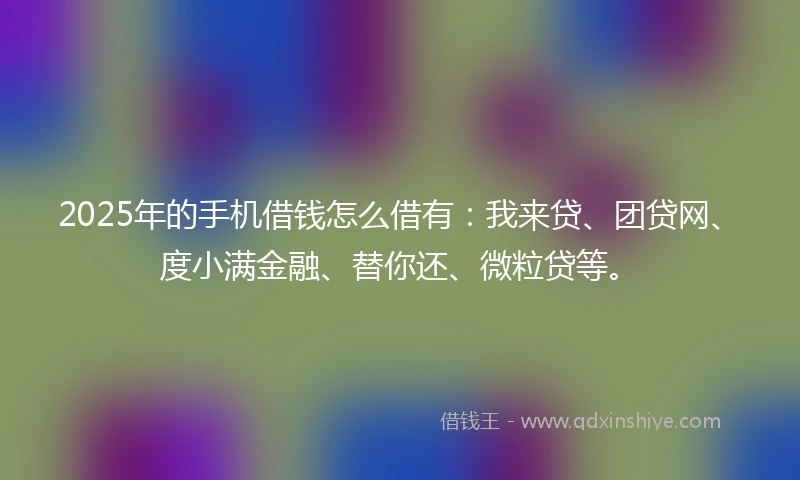 2025年的手机借钱怎么借有：我来贷、团贷网、度小满金融、替你还、微粒贷等。