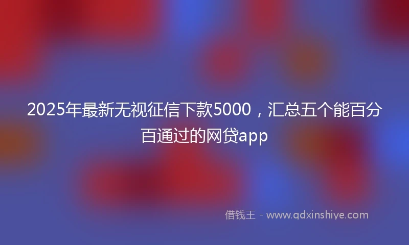 2025年最新无视征信下款5000，汇总五个能百分百通过的网贷app