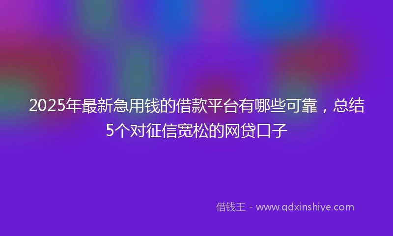 2025年最新急用钱的借款平台有哪些可靠，总结5个对征信宽松的网贷口子