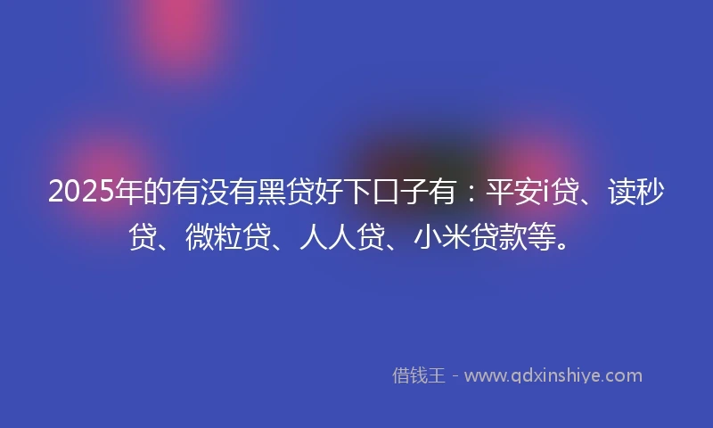2025年的有没有黑贷好下口子有：平安i贷、读秒贷、微粒贷、人人贷、小米贷款等。