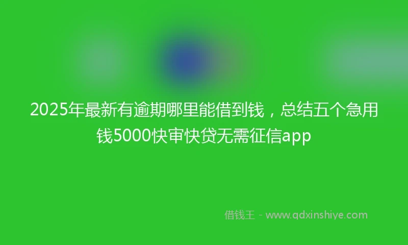 2025年最新有逾期哪里能借到钱，总结五个急用钱5000快审快贷无需征信app
