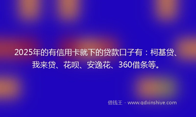 2025年的有信用卡就下的贷款口子有：柯基贷、我来贷、花呗、安逸花、360借条等。
