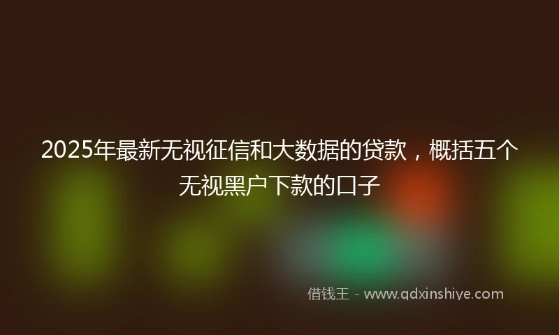 2025年最新无视征信和大数据的贷款，概括五个无视黑户下款的口子