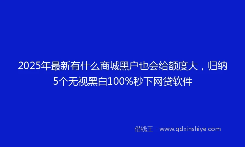 2025年最新有什么商城黑户也会给额度大，归纳5个无视黑白100%秒下网贷软件
