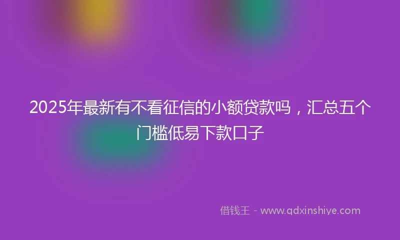 2025年最新有不看征信的小额贷款吗，汇总五个门槛低易下款口子