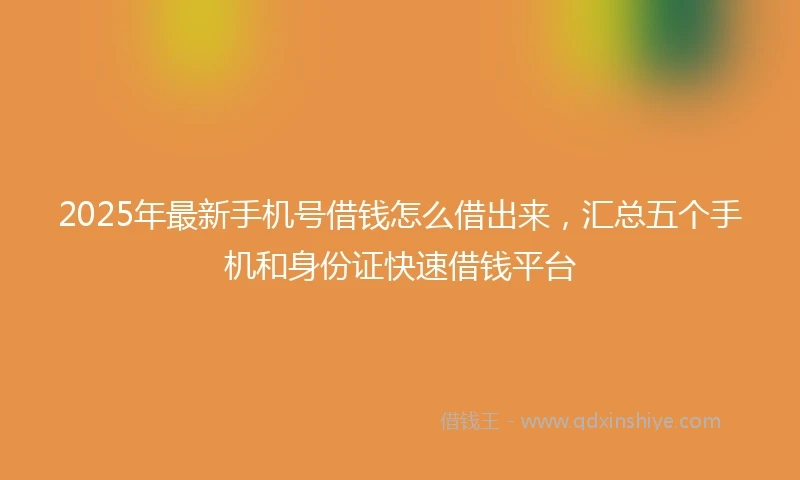 2025年最新手机号借钱怎么借出来，汇总五个手机和身份证快速借钱平台