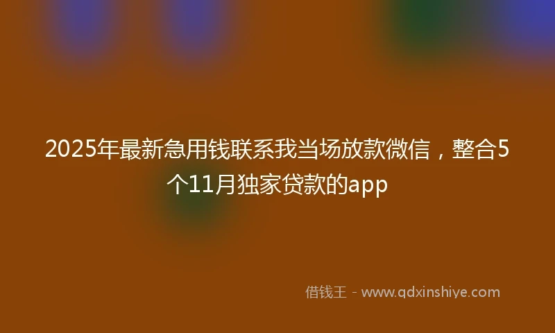 2025年最新急用钱联系我当场放款微信，整合5个11月独家贷款的app