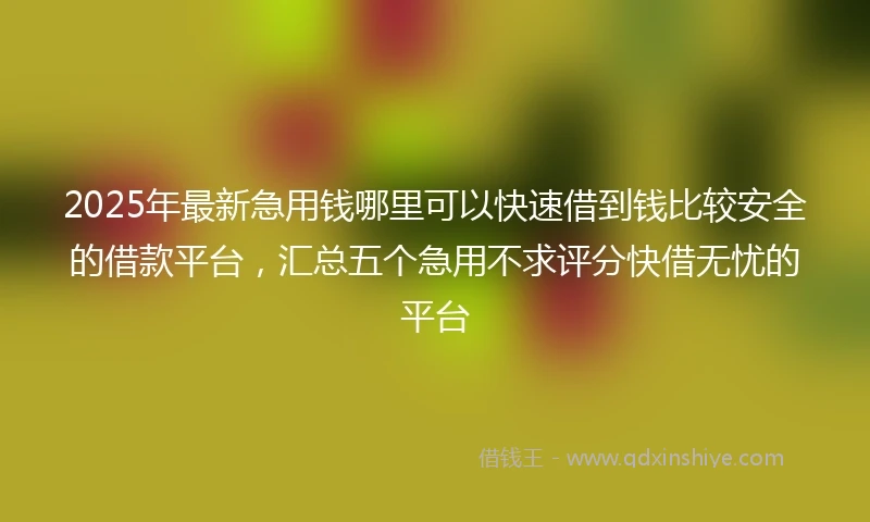 2025年最新急用钱哪里可以快速借到钱比较安全的借款平台，汇总五个急用不求评分快借无忧的平台