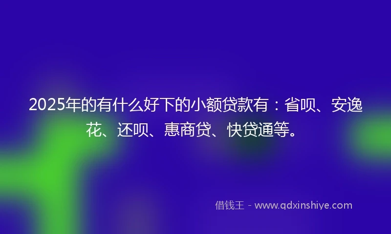 2025年的有什么好下的小额贷款有：省呗、安逸花、还呗、惠商贷、快贷通等。