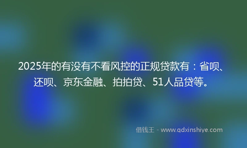 2025年的有没有不看风控的正规贷款有：省呗、还呗、京东金融、拍拍贷、51人品贷等。
